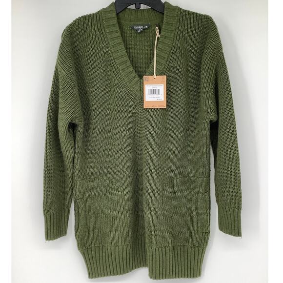 Toad & Co Women's XS Chive Butte Oversized Sweater V Neck Organic Cotton M22-19 - Picture 3 of 9